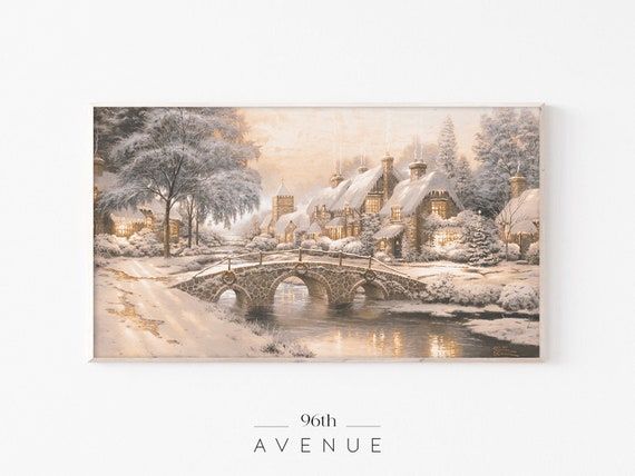 Christmas Antique Painting Winter Landscape Art Print