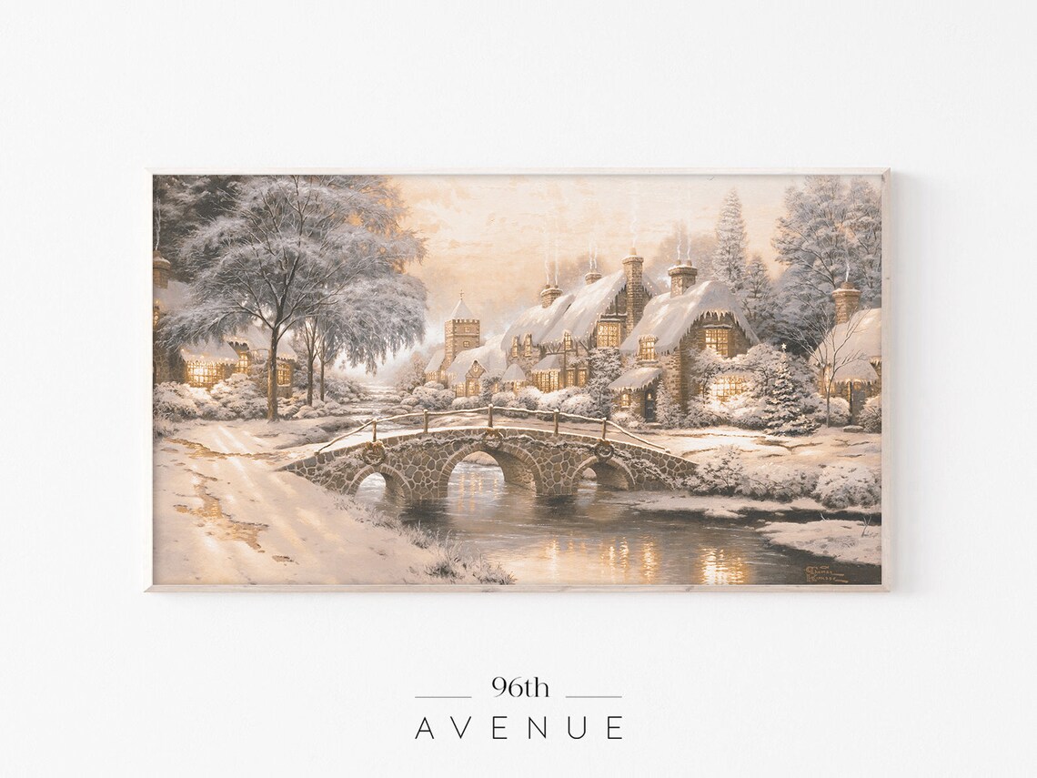 Christmas Antique Painting Winter Landscape Art Print