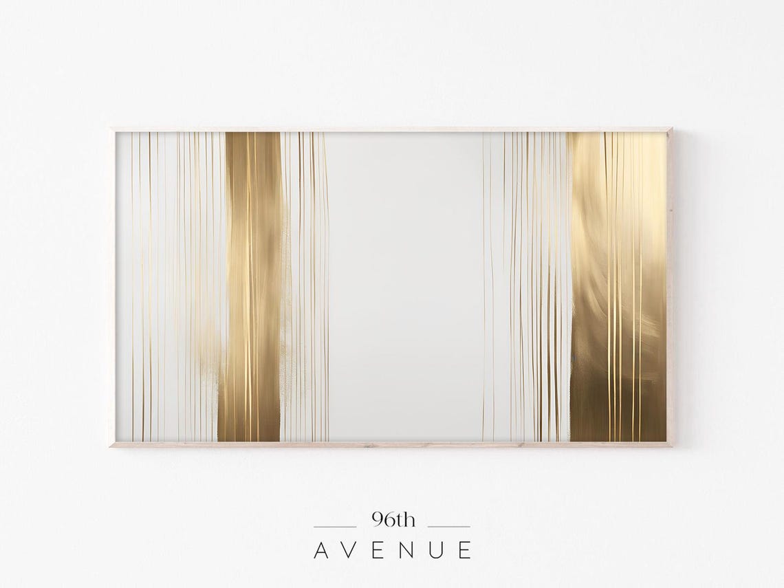 Abstract Gold Painting Frame Tv Art Golden Brush Strokes Art Frame Tv Golden Oil Painting Artwork For Tv 1125tv