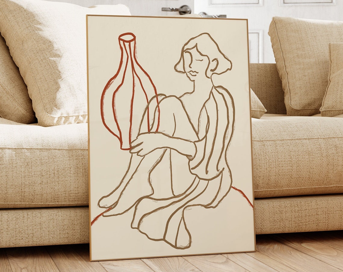 Female Figure Abstract Print Abstract People Print Boho Female Line Art Print Matisse Print Boho Print Minimalist Print Hand Drawn - Image 3