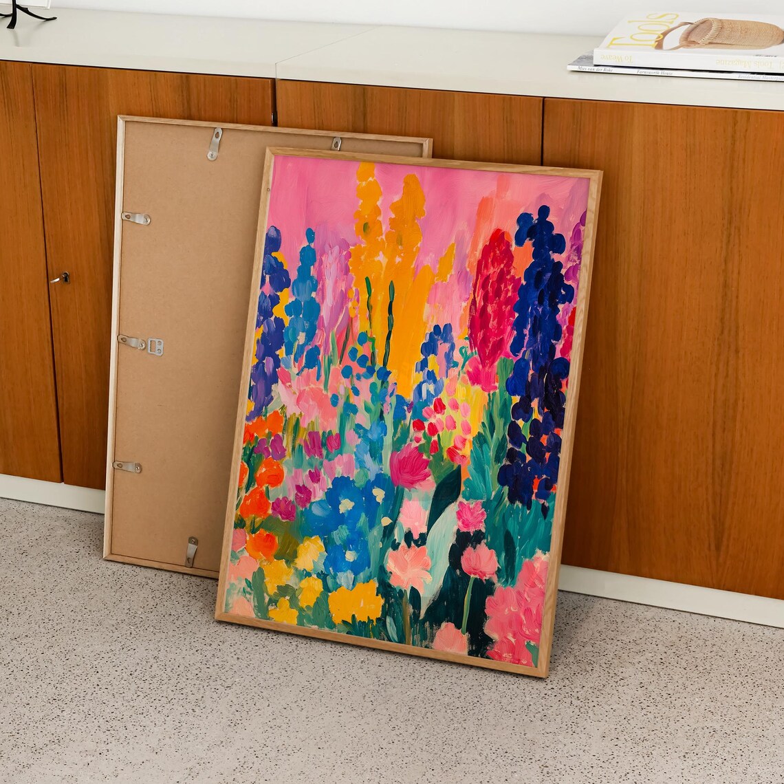Colorful Abstract Wildflower Field Oil Painting Floral Wall Art