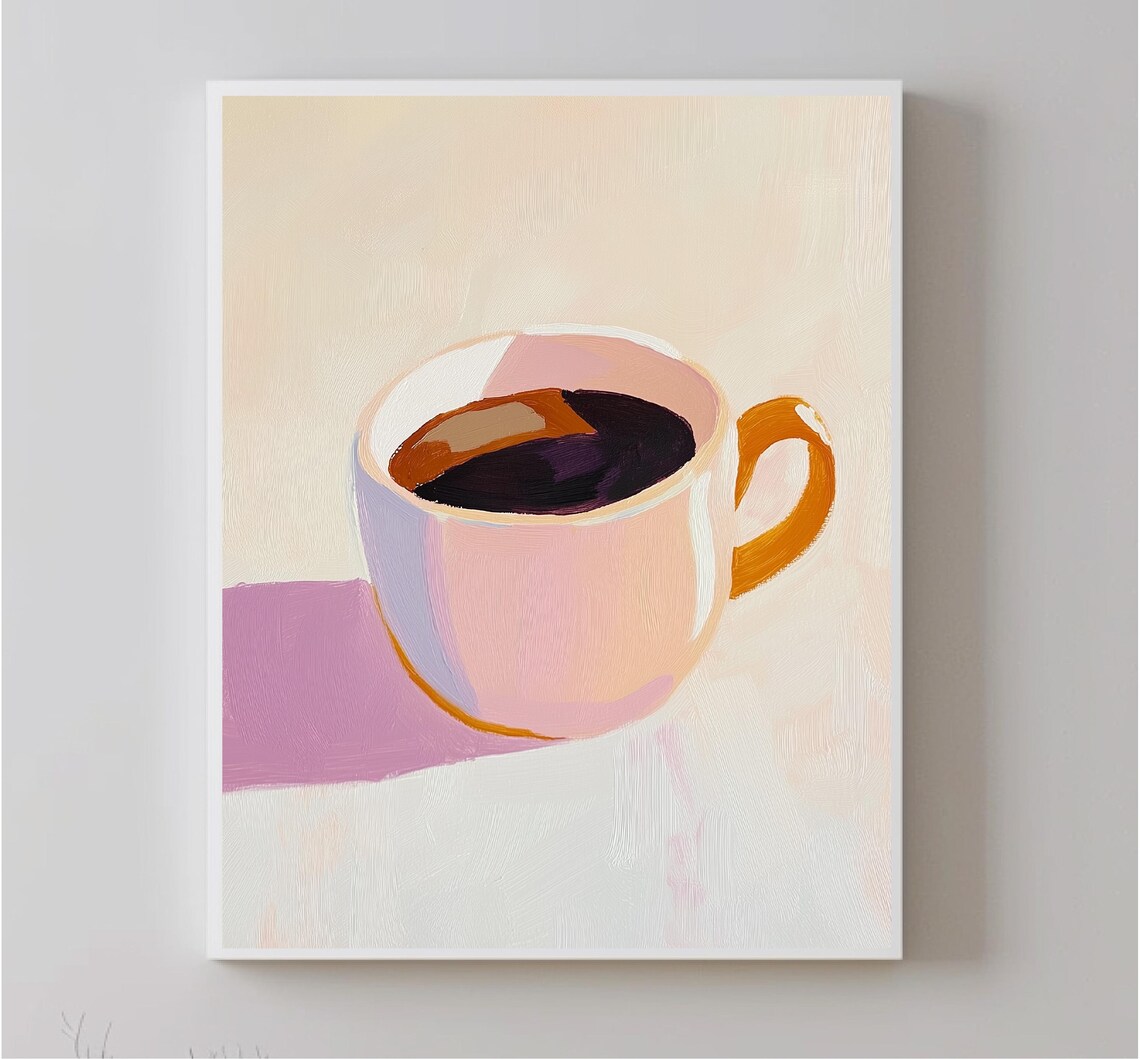 Colorful Cup Of Coffee Painting, Kitchen Decor Art Print - Image 4