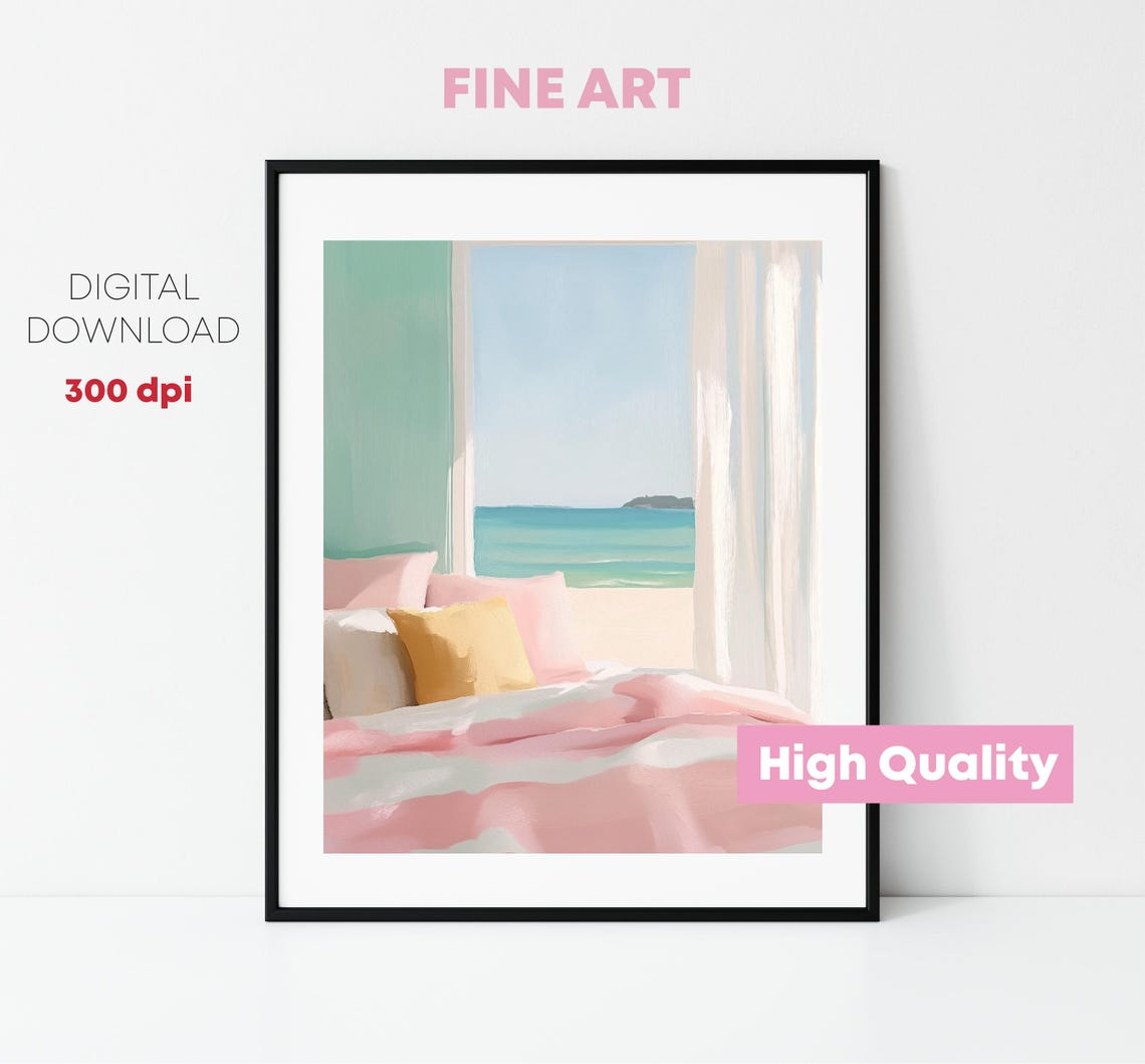 Ocean View Room Art Tropical Decor Summery Design In Pastel Shades For Beach Houses - Image 2