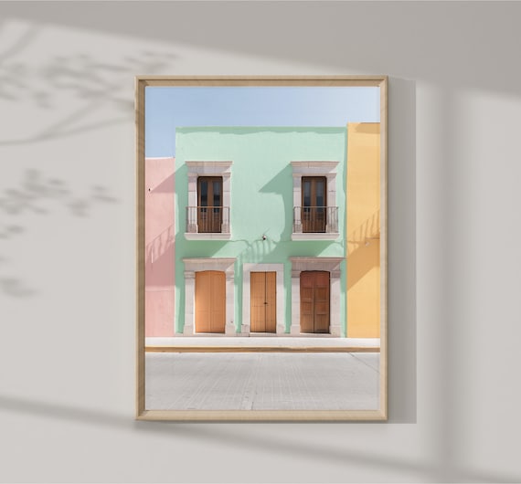 Colorful Mexican Colonial Street Facade Travel Photography Poster