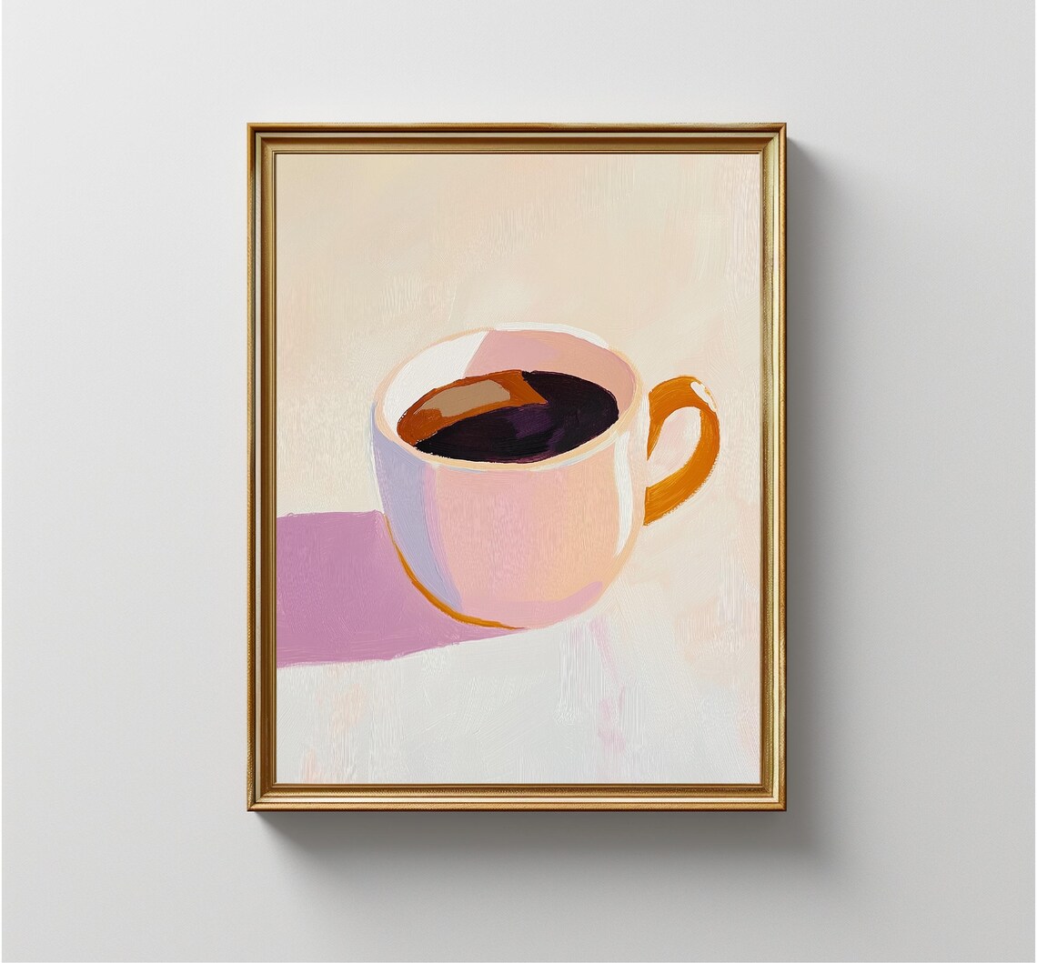 Colorful Cup Of Coffee Painting, Kitchen Decor Art Print - Image 3