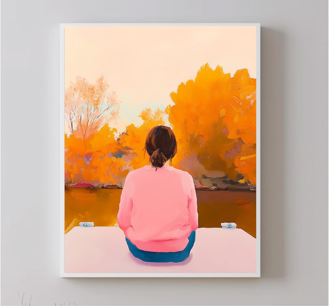Painting Of Woman On Her Back Looking At The River Art To Print Decoration For Bedroom Girl Feminist Decoration