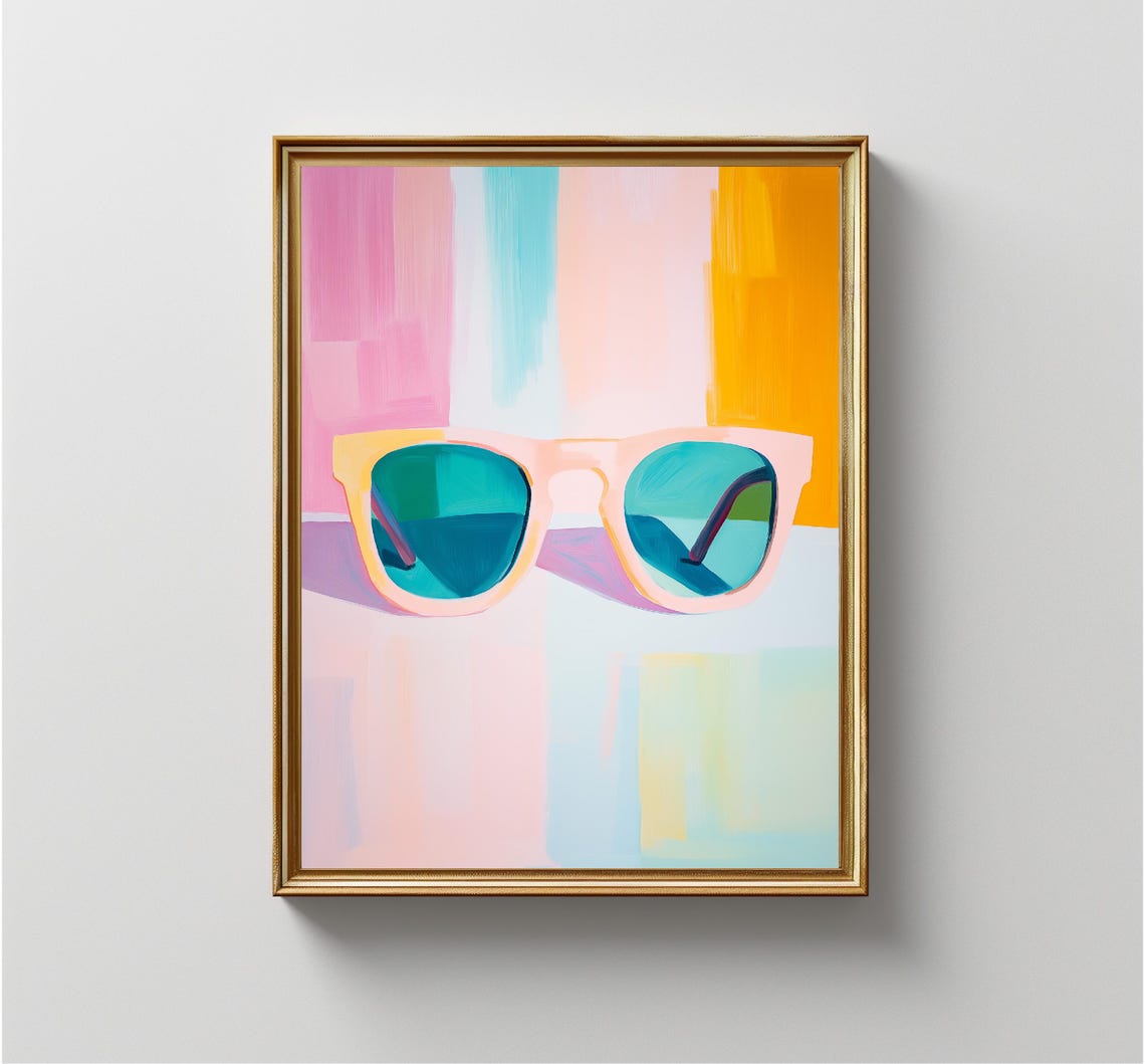 Retro Pink Sunglasses Teal Lenses Colorful Summer Pop Art Wall Art - Image 4