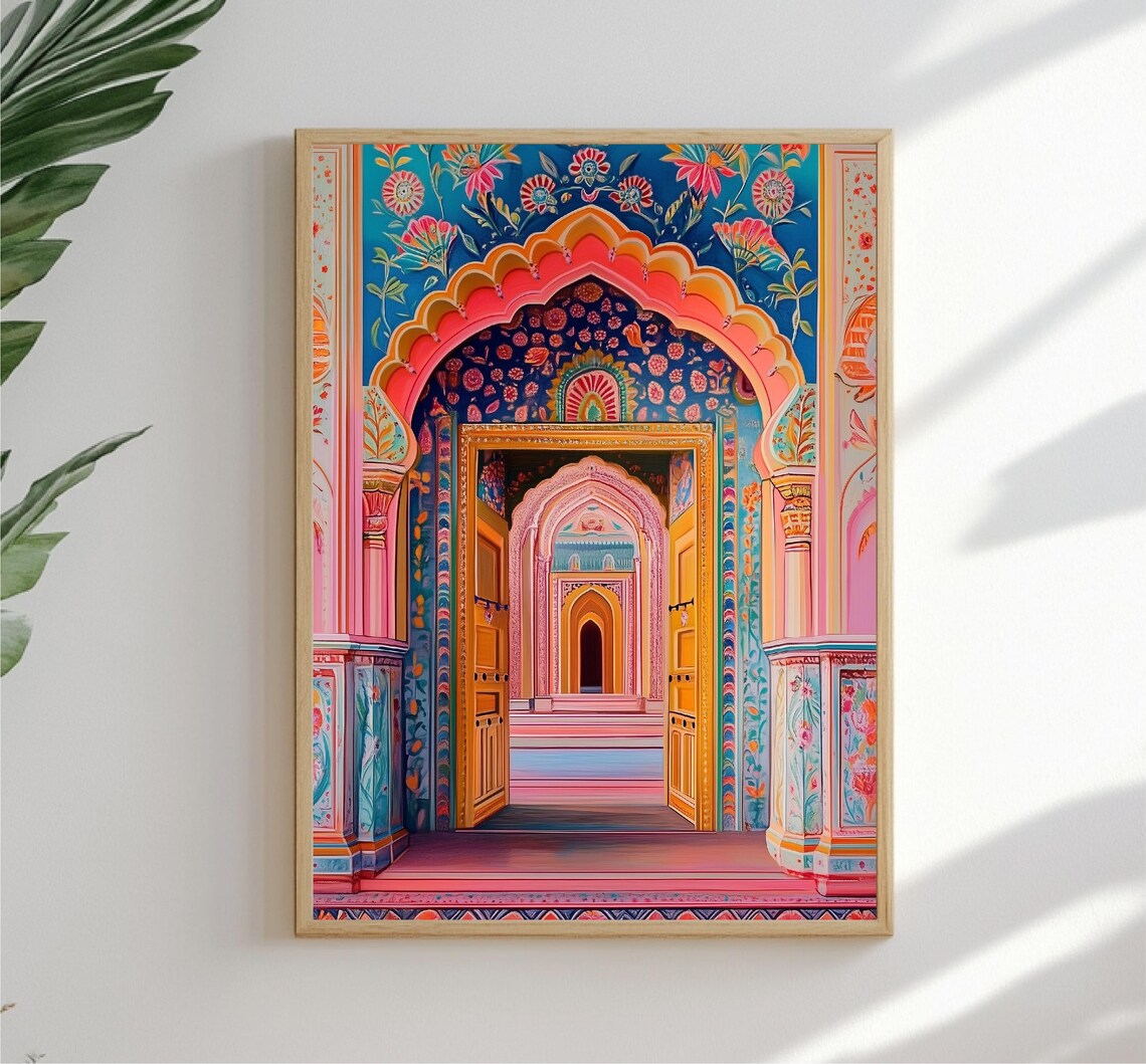 Jaipur Travel Poster, Indian Decor Door Illustration - Image 3