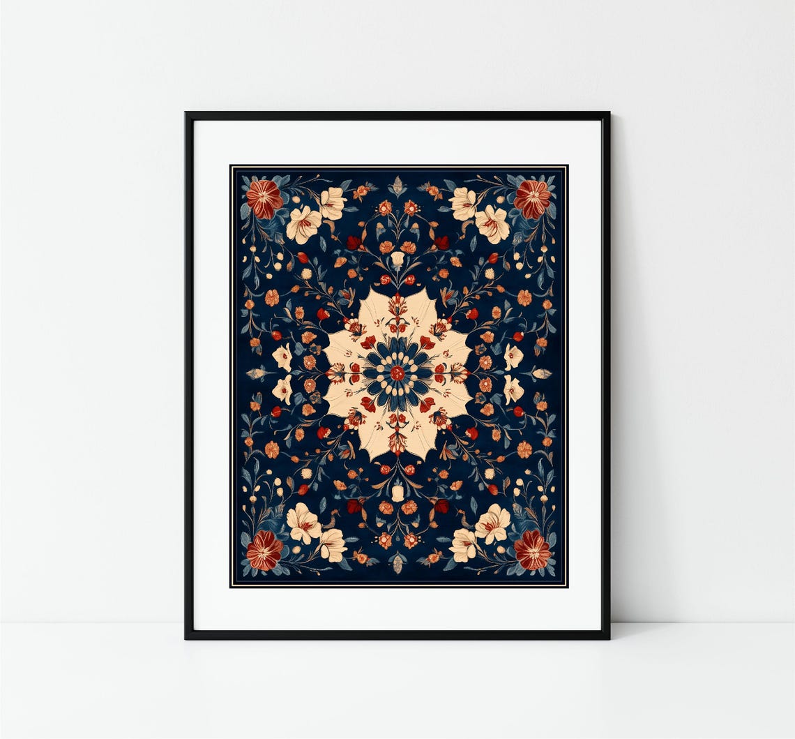 Vintage Textile Wall Art Antique Tapestry Print Modern Farmhouse Eclectic Art Print Wall Decor - Image 3