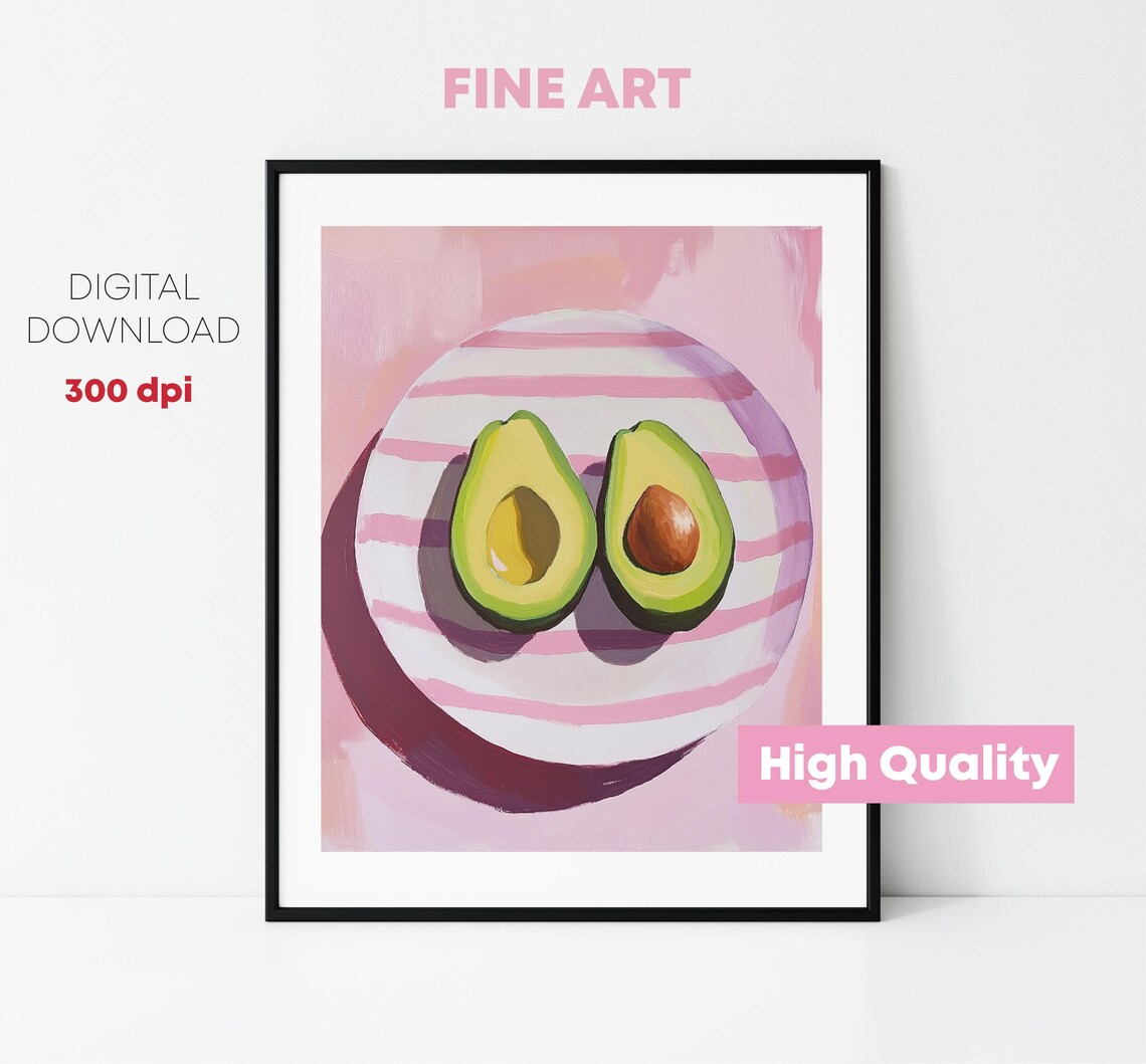 Colorful Avocado Painting Pastel Avocado Wall Decor Print Kitchen Decor Impressionist Food Print - Image 4