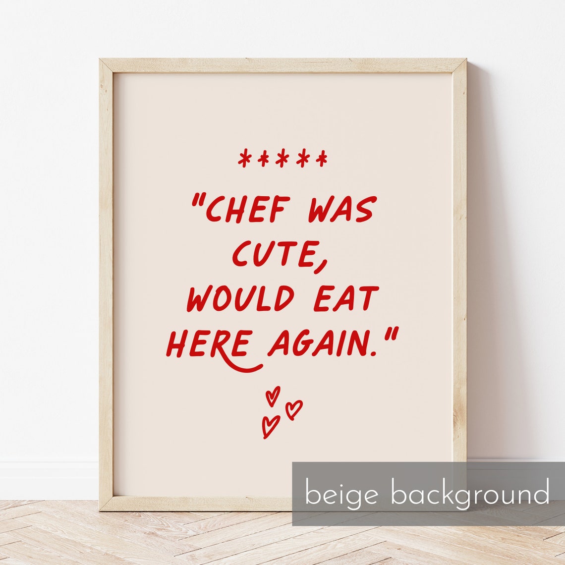 Chef Was Cute Would Eat Here Again Funny Red Kitchen Quote Poster - Image 2