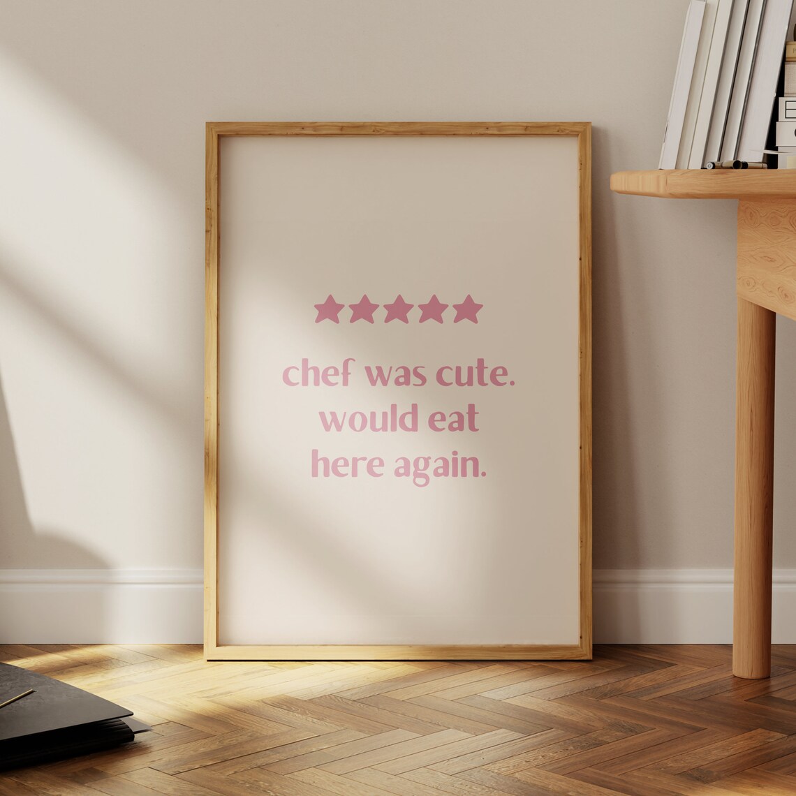Chef Was Cute 5 Star Review Pink Kitchen Wall Art Print Home Decor And Poster For Kitchen Art - Image 4