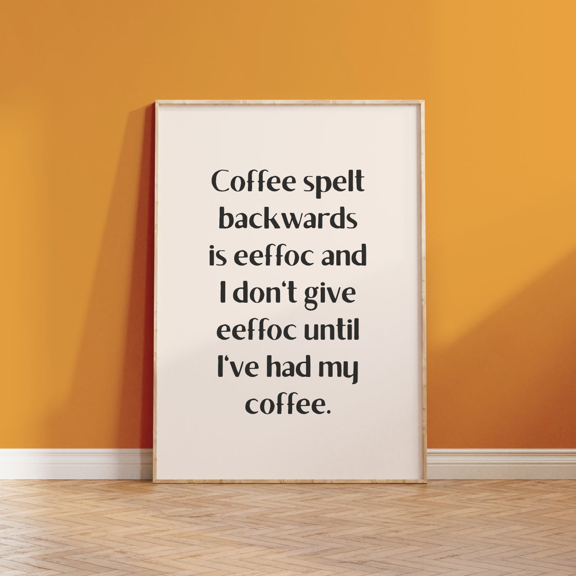 Funny Coffee Spelt Backwards Eeffoc Minimalist Typography Poster - Image 4