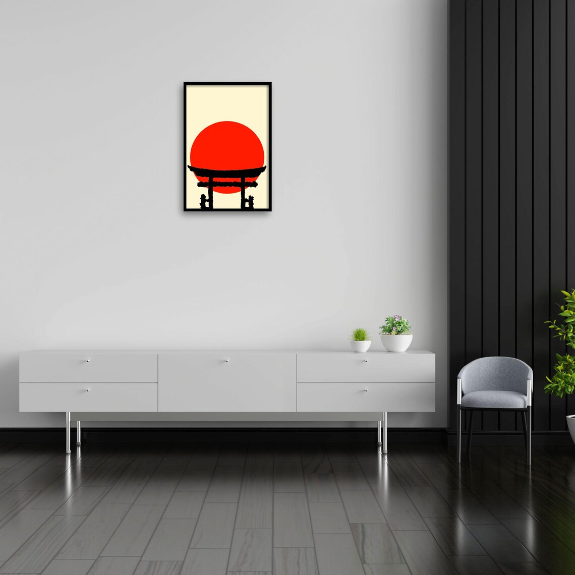 Japanese Torii Gate, Minimalist Sunrise Art Print - Image 3