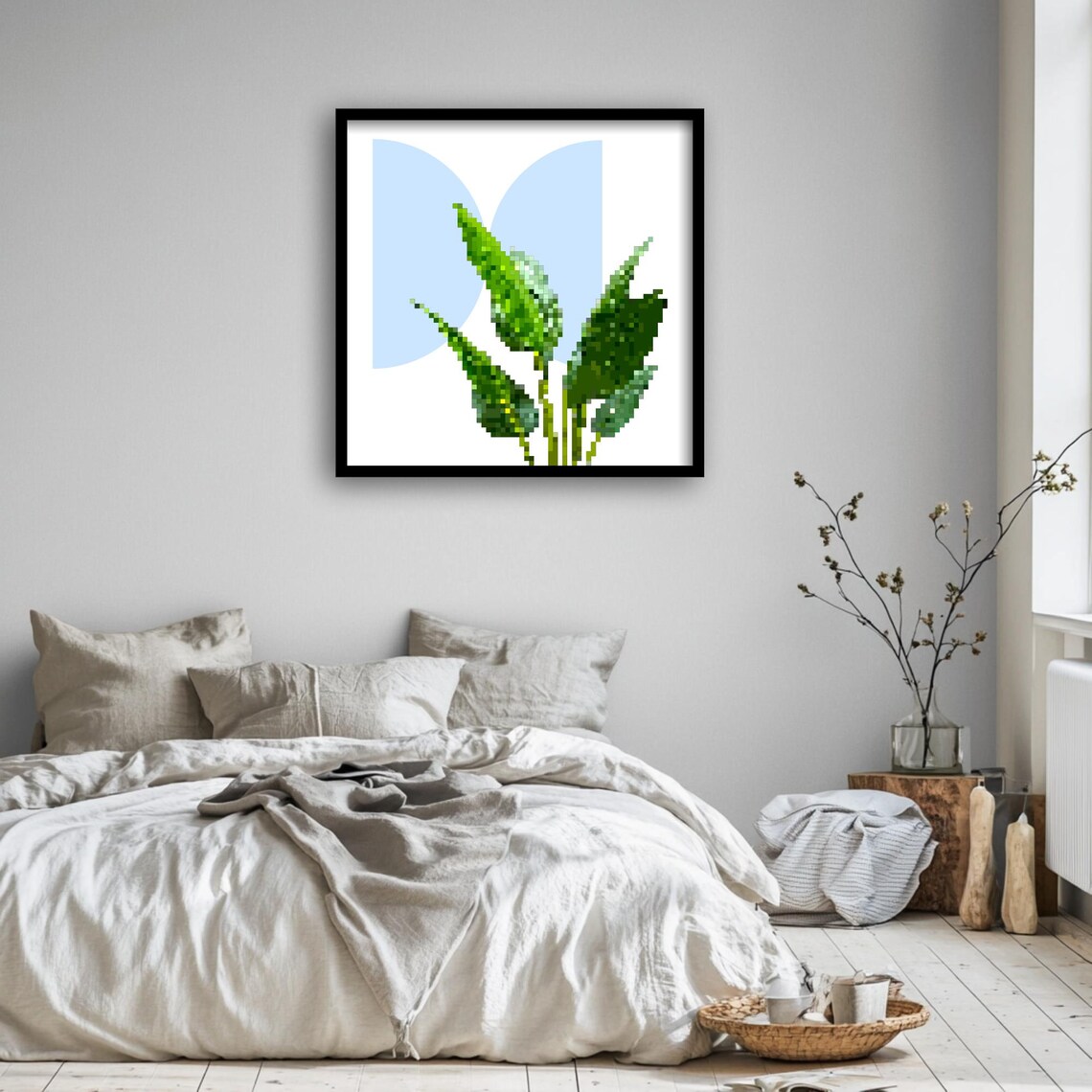 Pixel Plant Art, Minimalist Retro Botanical Decor - Image 3