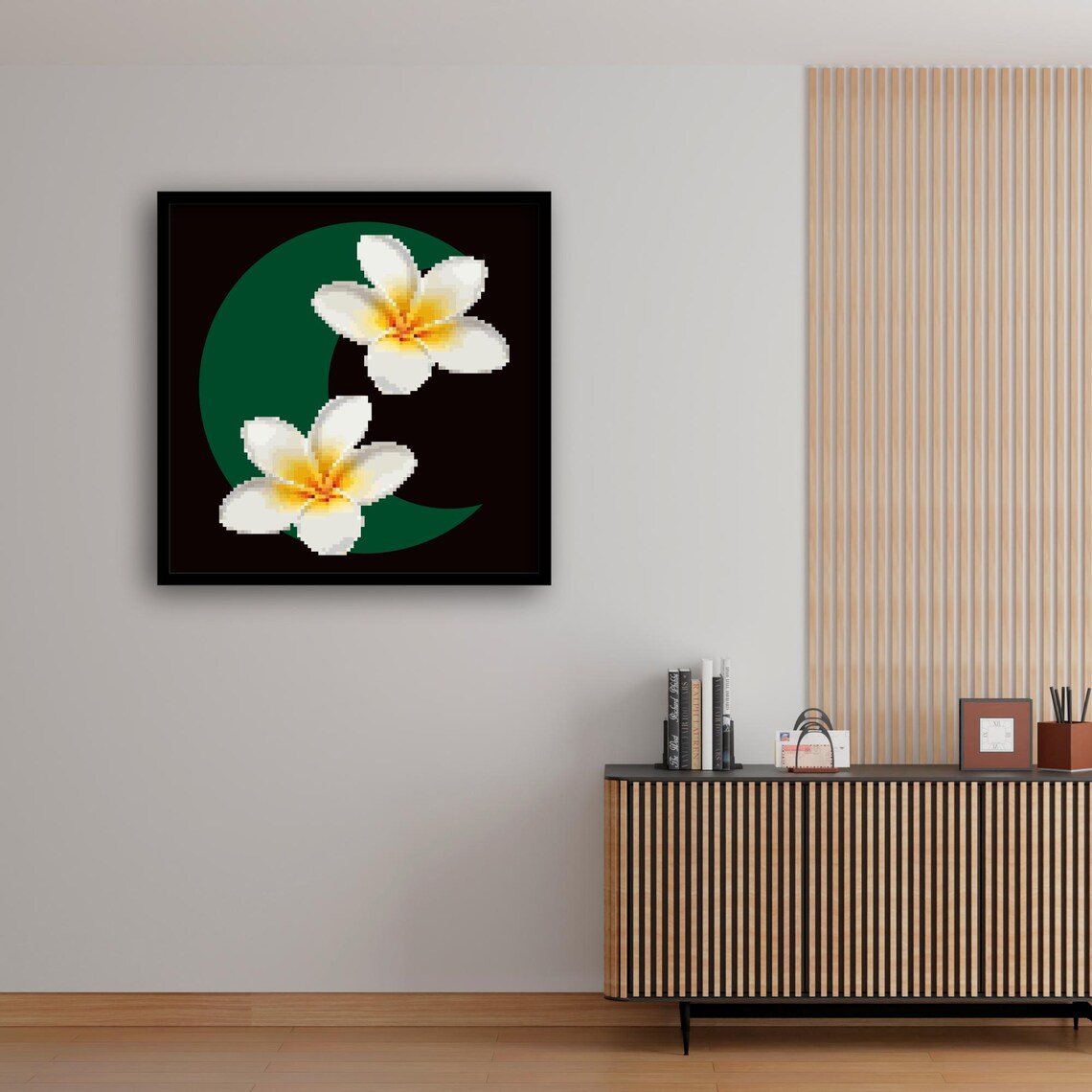 Frangipani Flower Pixel Pop Art, Retro Game - Image 2
