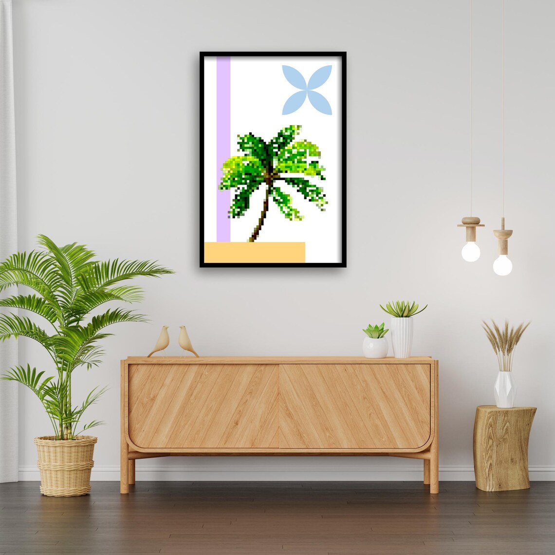 Retro Pixel Palm Tree Art Print, Modern Botanical - Image 4