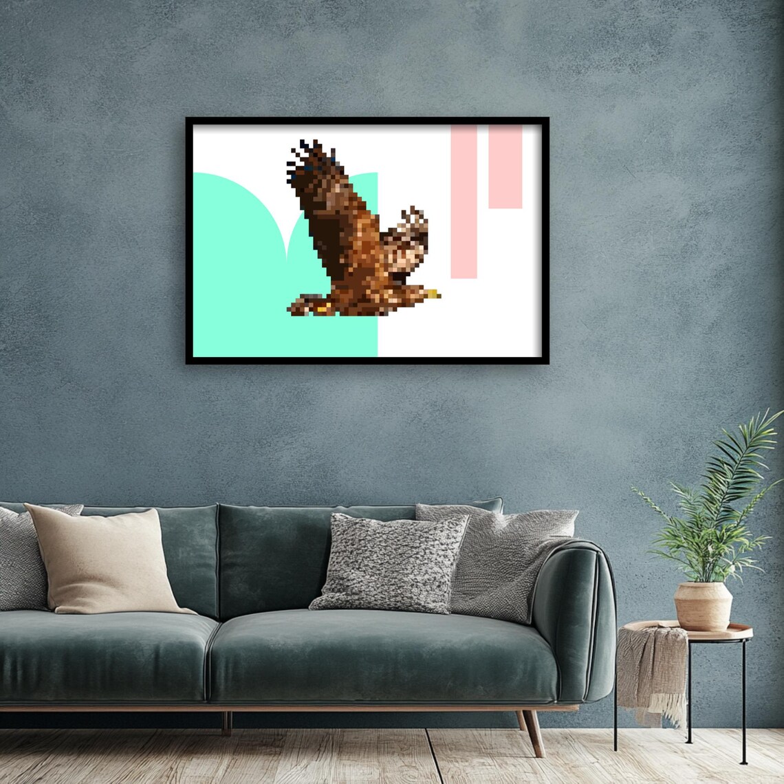 Pixel Eagle Retro Game Theme Bird Poster - Image 2