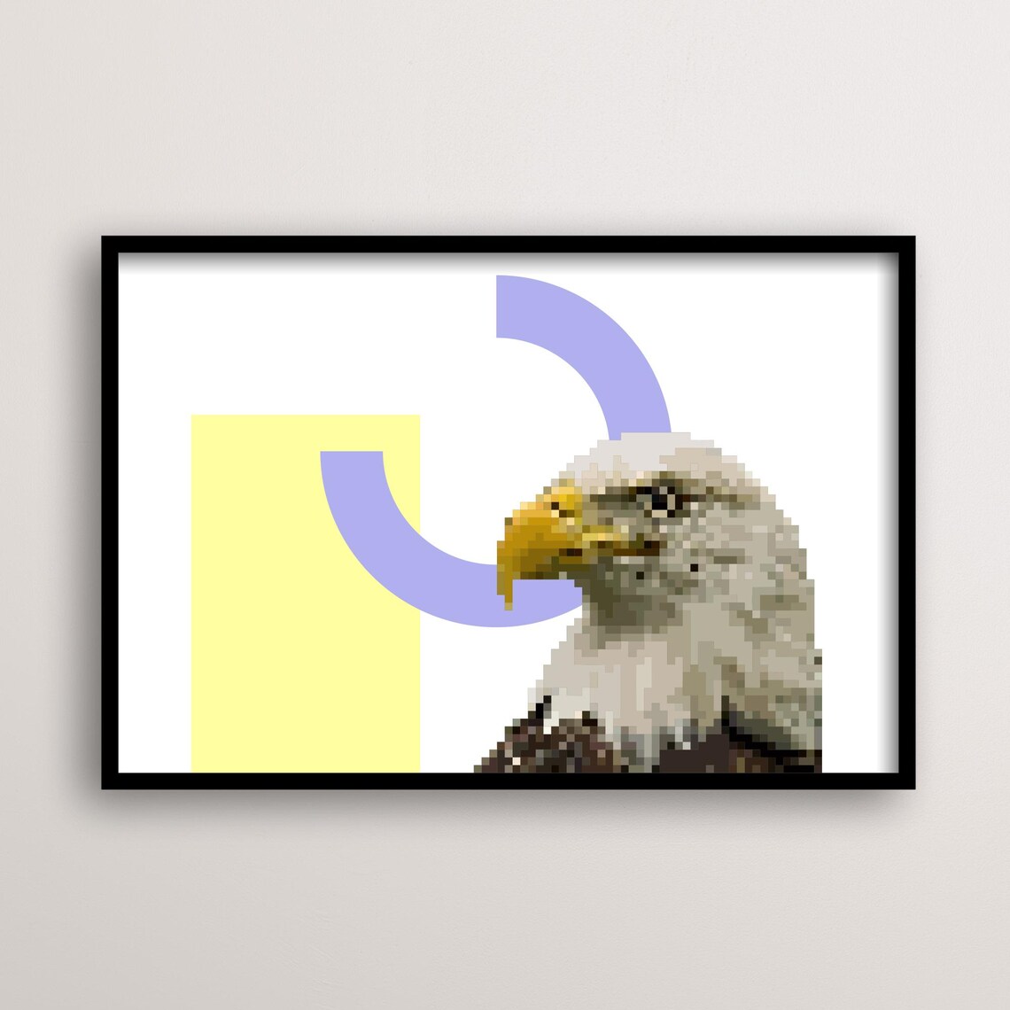 Pixel Pop Art Eagle, Geometric Retro Game Decor