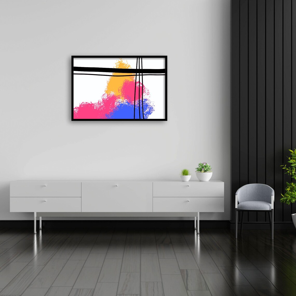 Color Splash Geometric Line Art, Boho Decor - Image 4