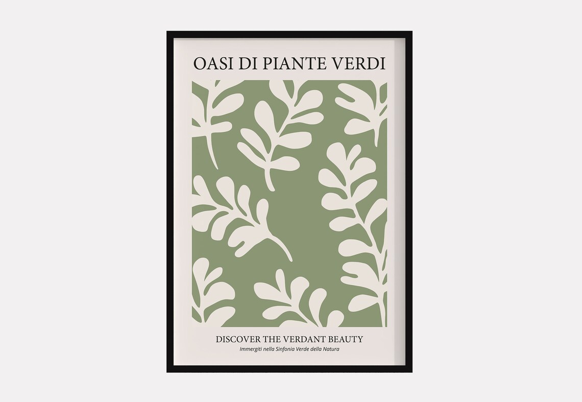Oasi Di Piante Verdi Sage Green Botanical Italian Exhibition Poster