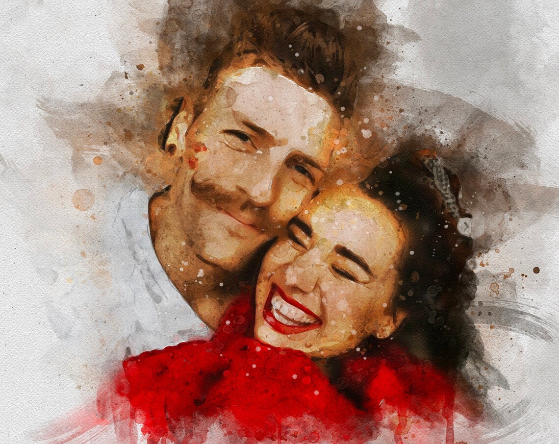 Custom Wedding Portrait Watercolor From Photo Art Print