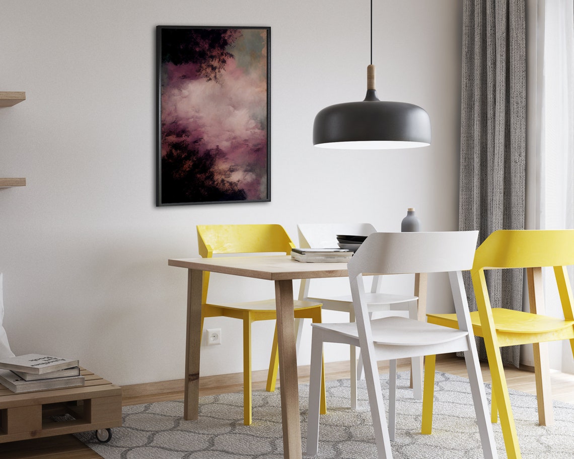 Moody Dark Abstract Purple Plum Clouds Dark Academia Art Poster - Image 2