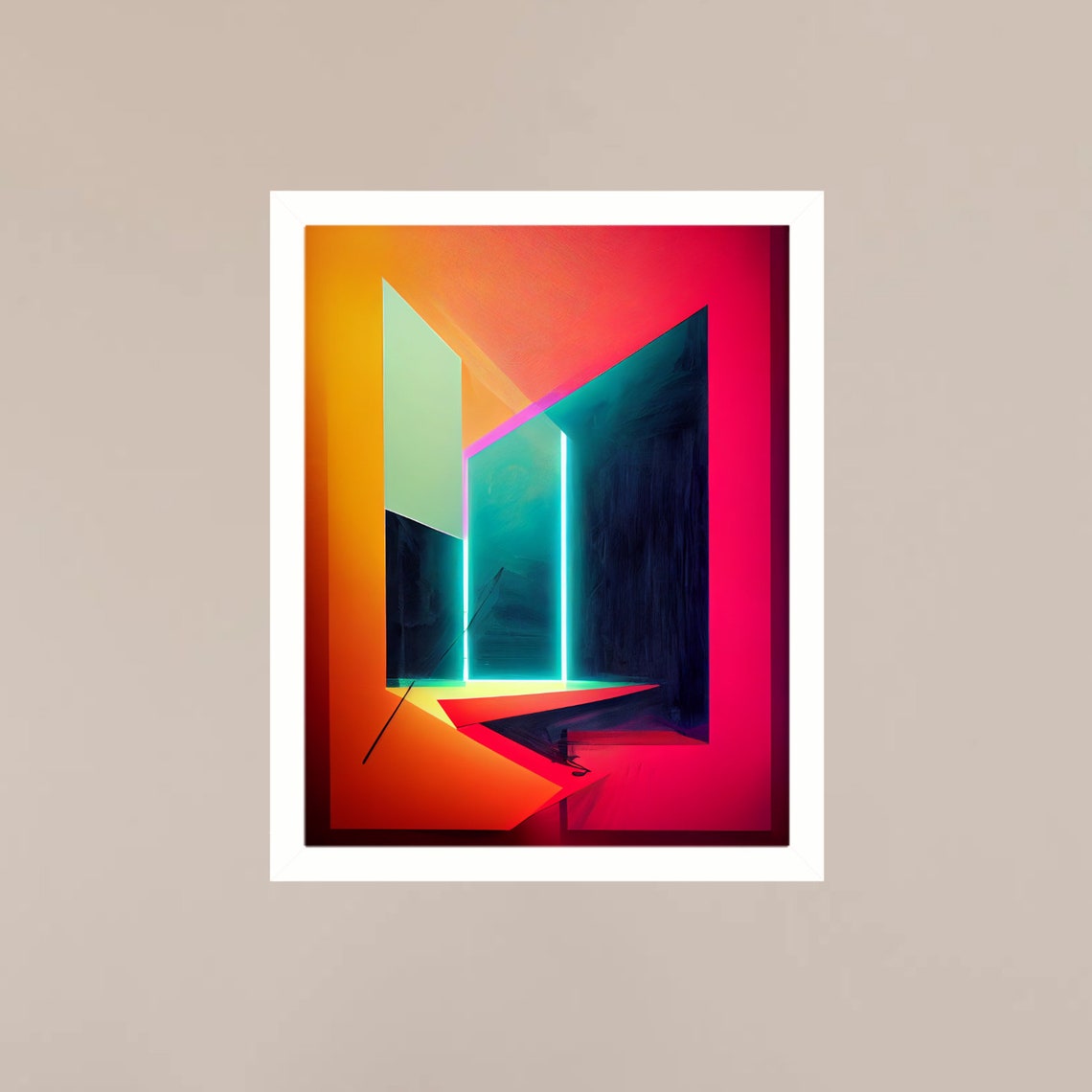 Neon Geometric Abstract Architecture Bold Color Modern Art Poster - Image 3