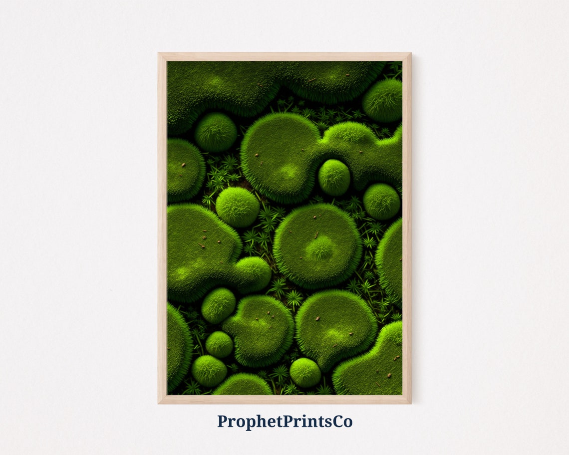 Green Moss Mounds Dome Pattern Macro Botanical Texture Poster