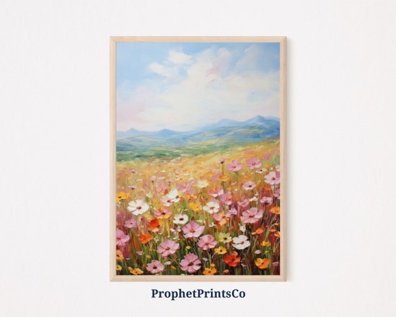 Vintage Wildflower Landscape Print Vintage Farm House Cute Botanical Art Farmhouse Home Dcor Wall Art