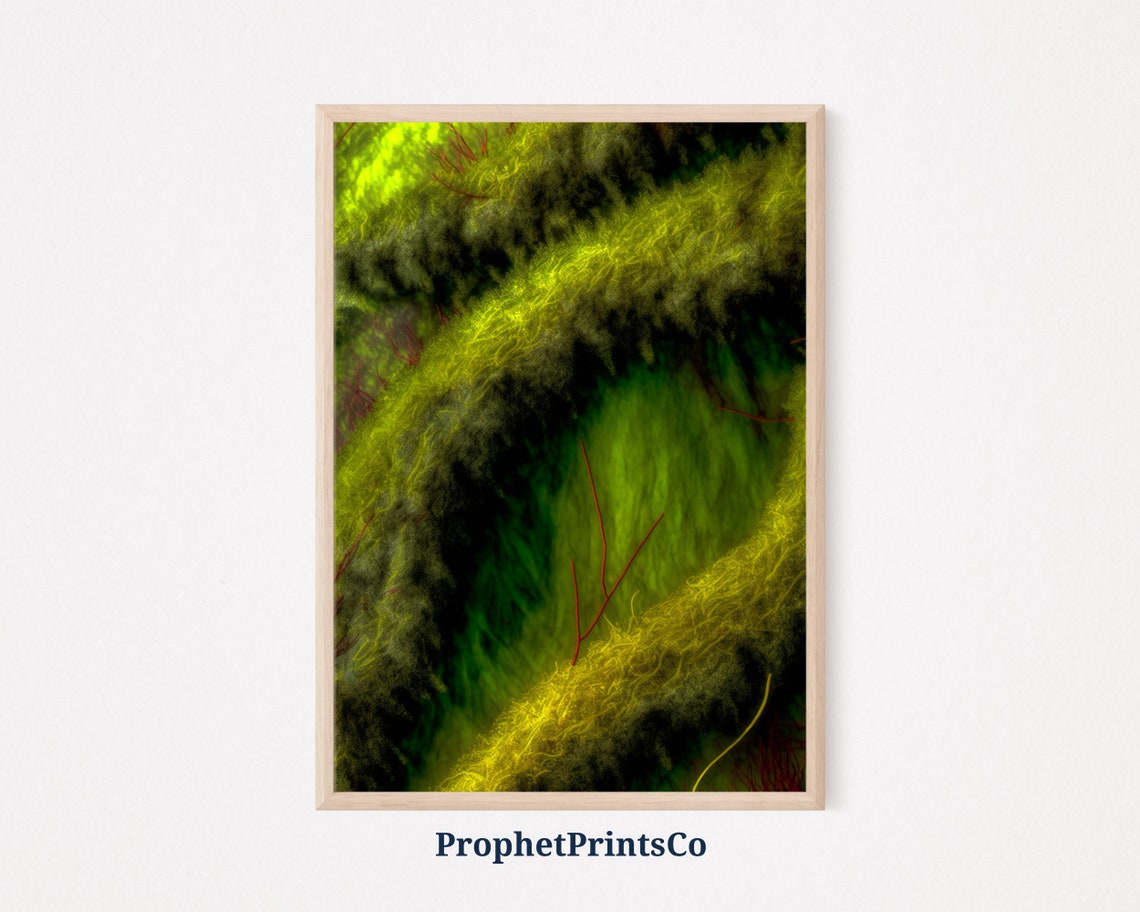 Neon Glowing Green Moss Macro Abstract Nature Texture Poster