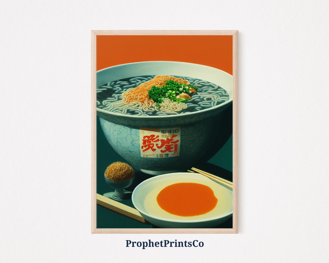Japanese Ramen Bowl Chopsticks Retro Kitchen Noodle Artwork Poster