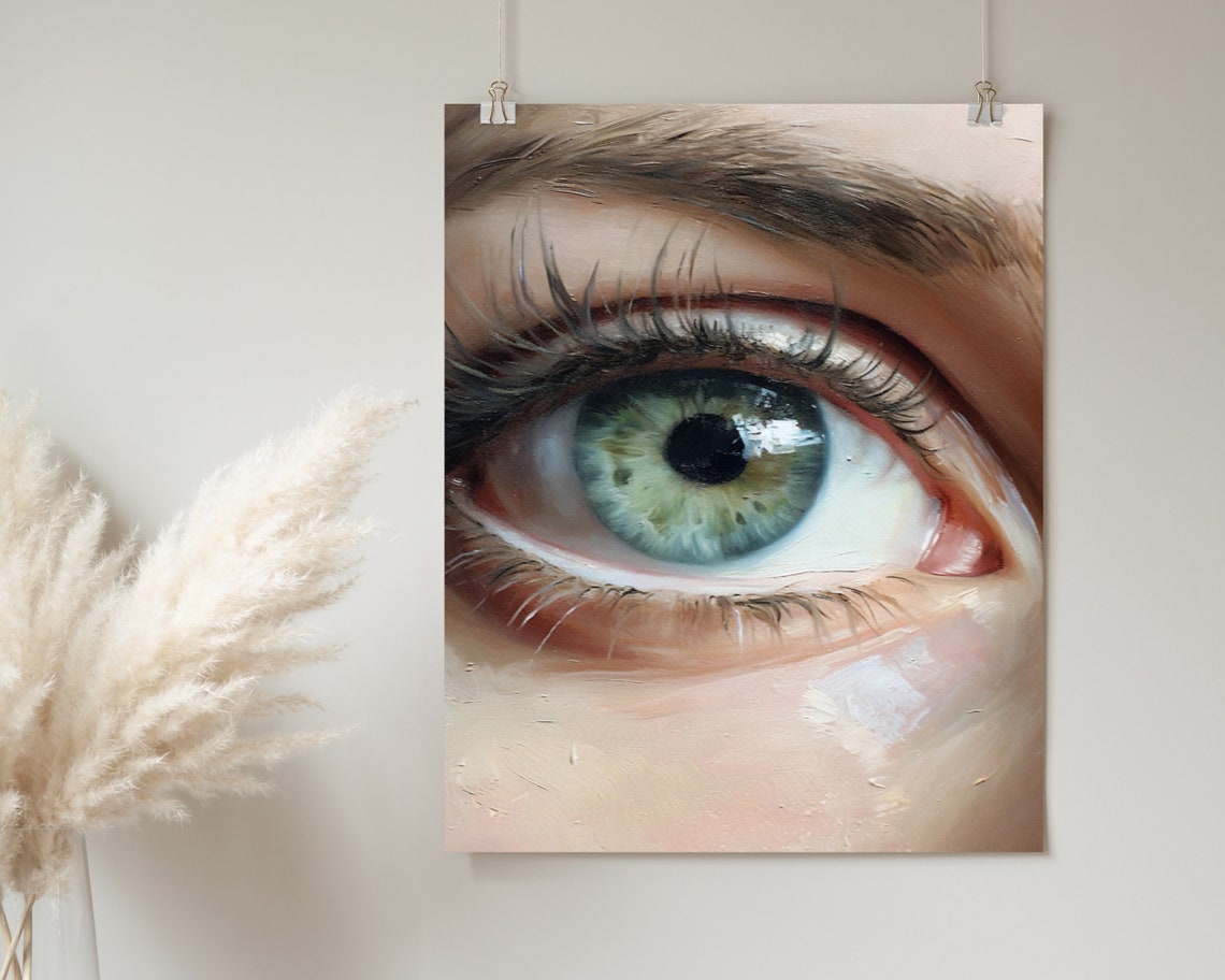 Soft Tonal Womans Eye Print Modern Wall Art Feminine Art Print Boho Aesthetic Home Decor Wall Art - Image 2