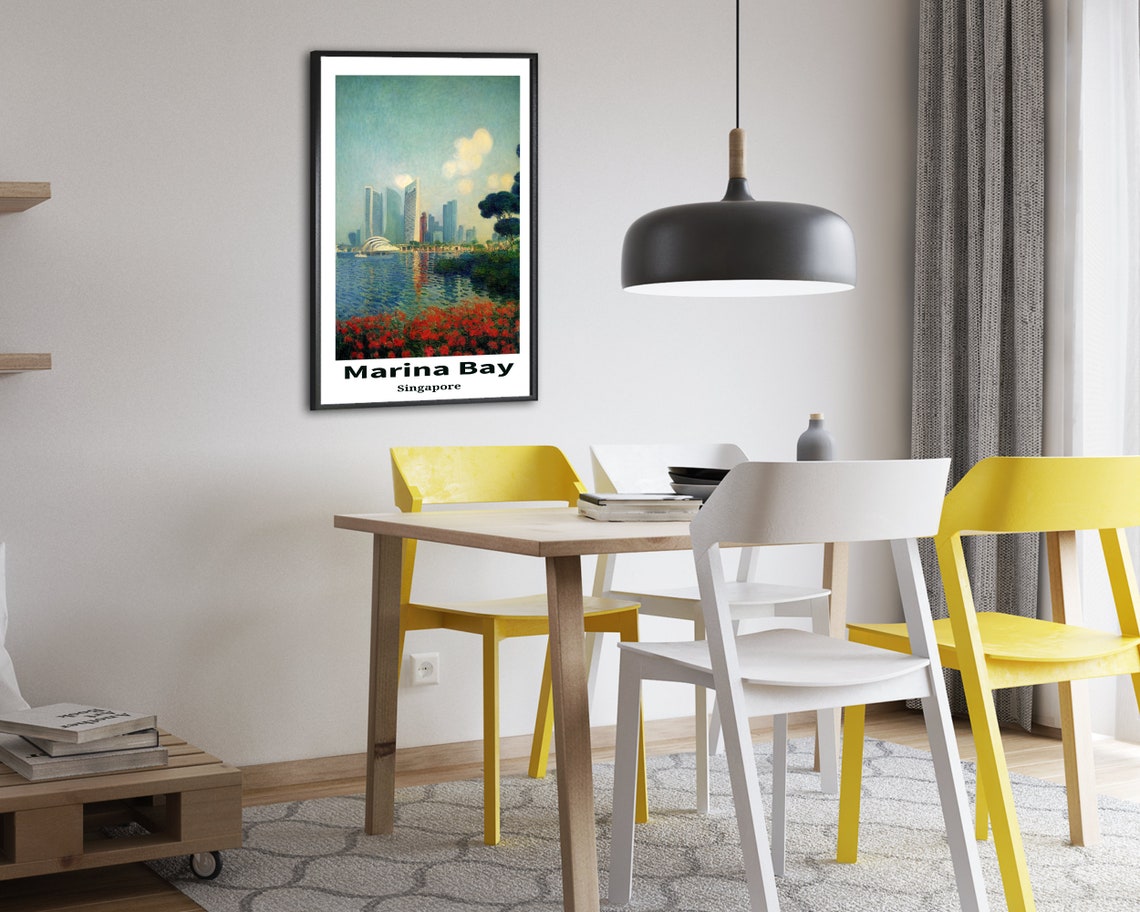 Marina Bay Singapore Skyline Impressionist Waterfront Art Poster - Image 2
