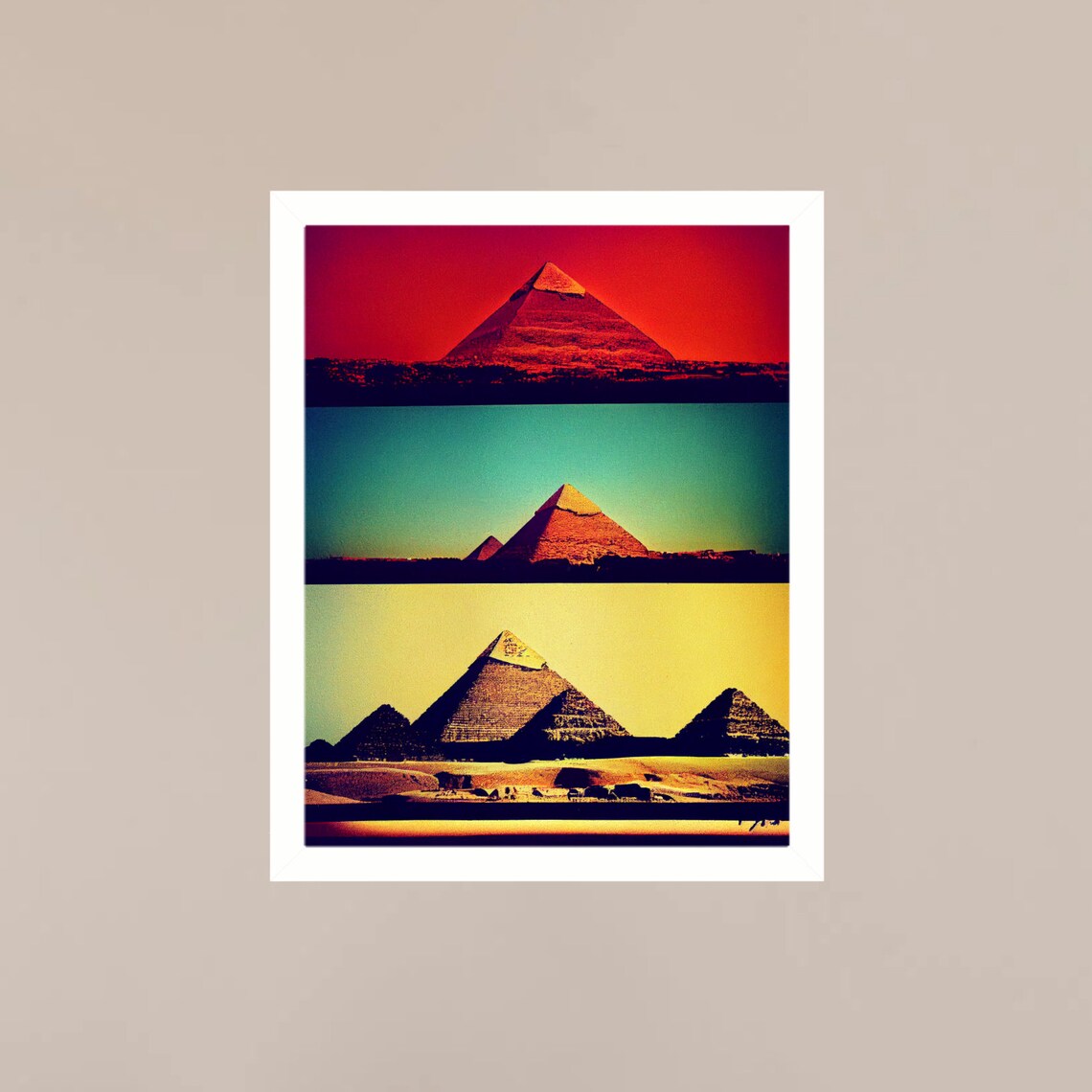 Pyramids of Giza Triptych Pop Art Color Panels Egypt Travel Poster - Image 3
