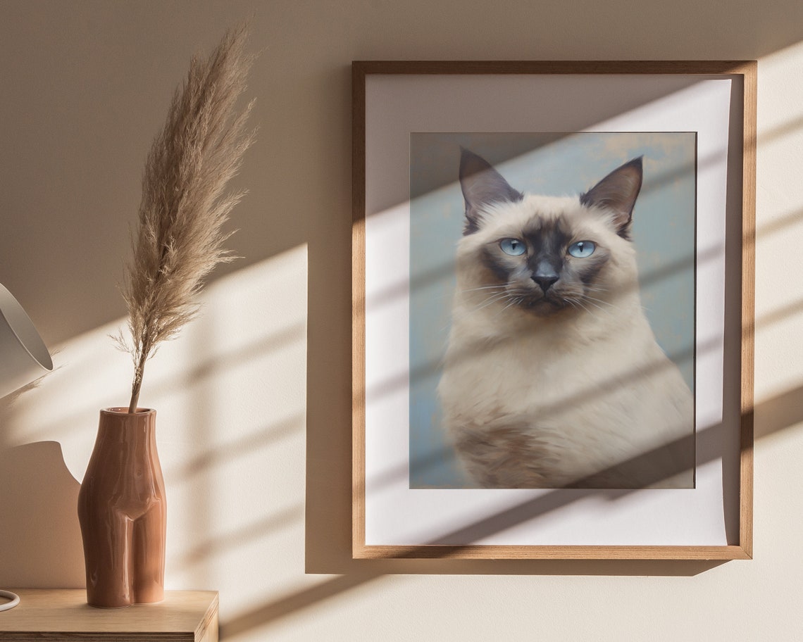 Siamese Cat Wall Art Cat Wall Decor Siamese Cat Lover Gift Cute Kitten Print Funny Cat Art Wall Art - Image 4