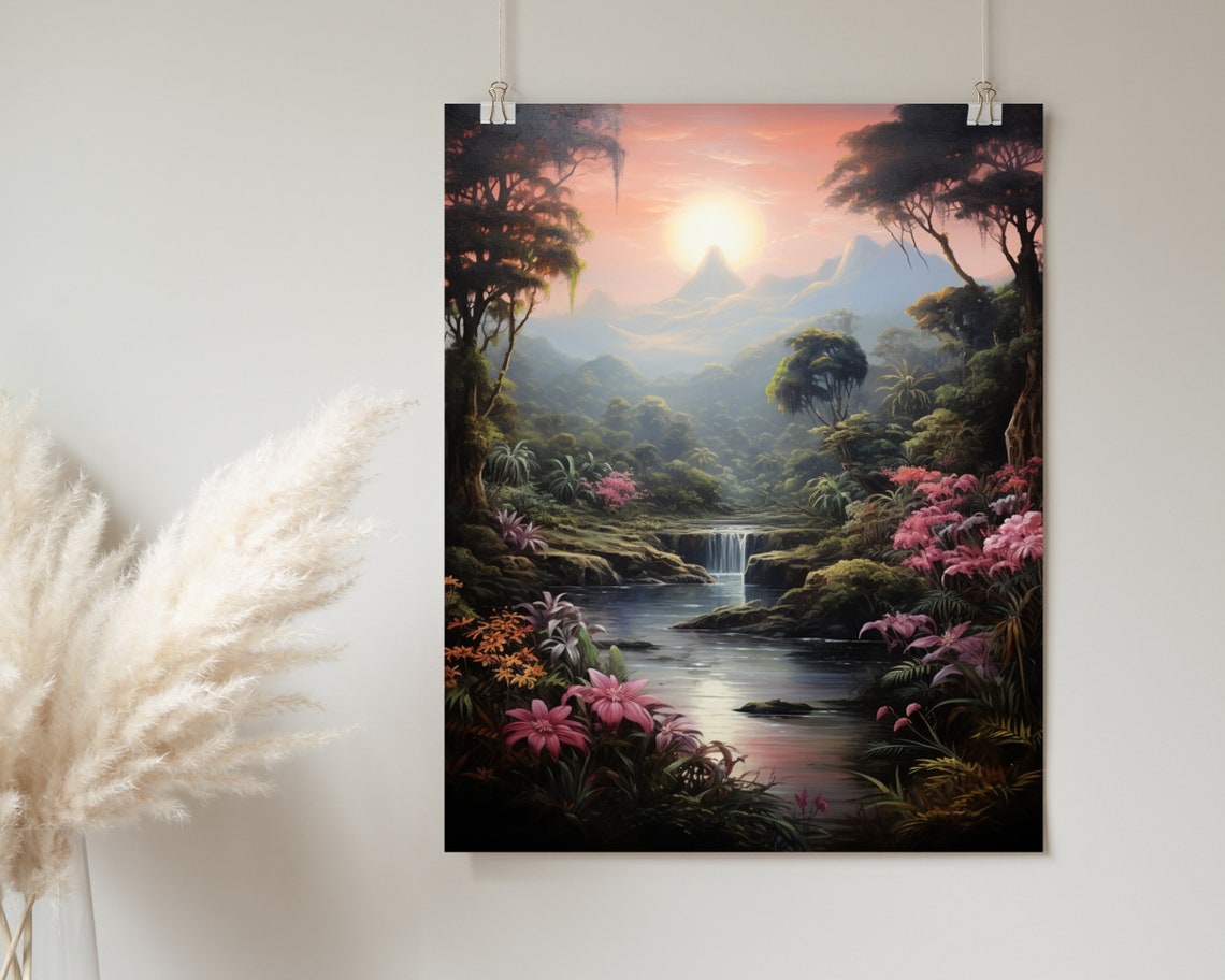 The Garden Of Eden Landscape Print Garden Of Eden Art Print Oil Painting Christian Home Dcor Wall Art - Image 2