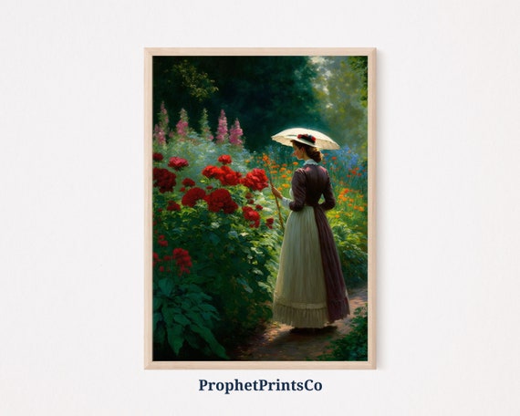 Summer Garden Painting Print Flower Garden Wall Art Inspired By Monet Farmhouse Home Dcor Wall Art Digitial