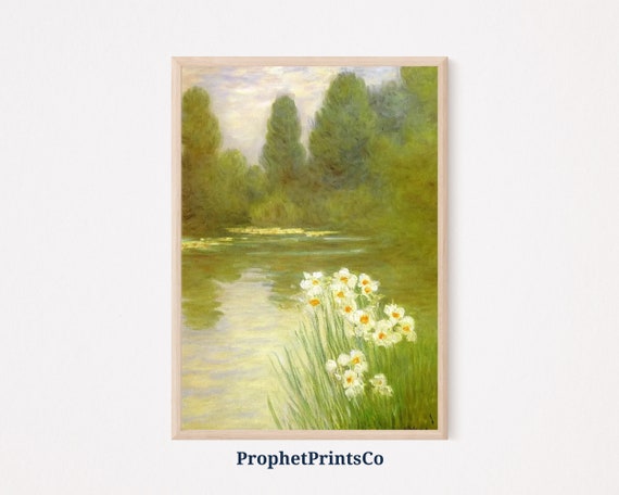 Soft Tonal Summer Poster Print Farmhouse Oil Painting Wall Art Art Gift Muted Green Home Dcor Wall Art