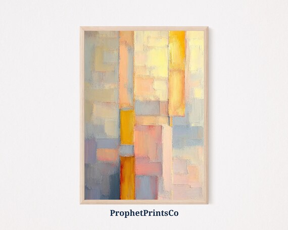 Soft Tone Block Painting Poster Print Farmhouse Wall Art Abstract Gift Geometric Home Dcor Wall Art