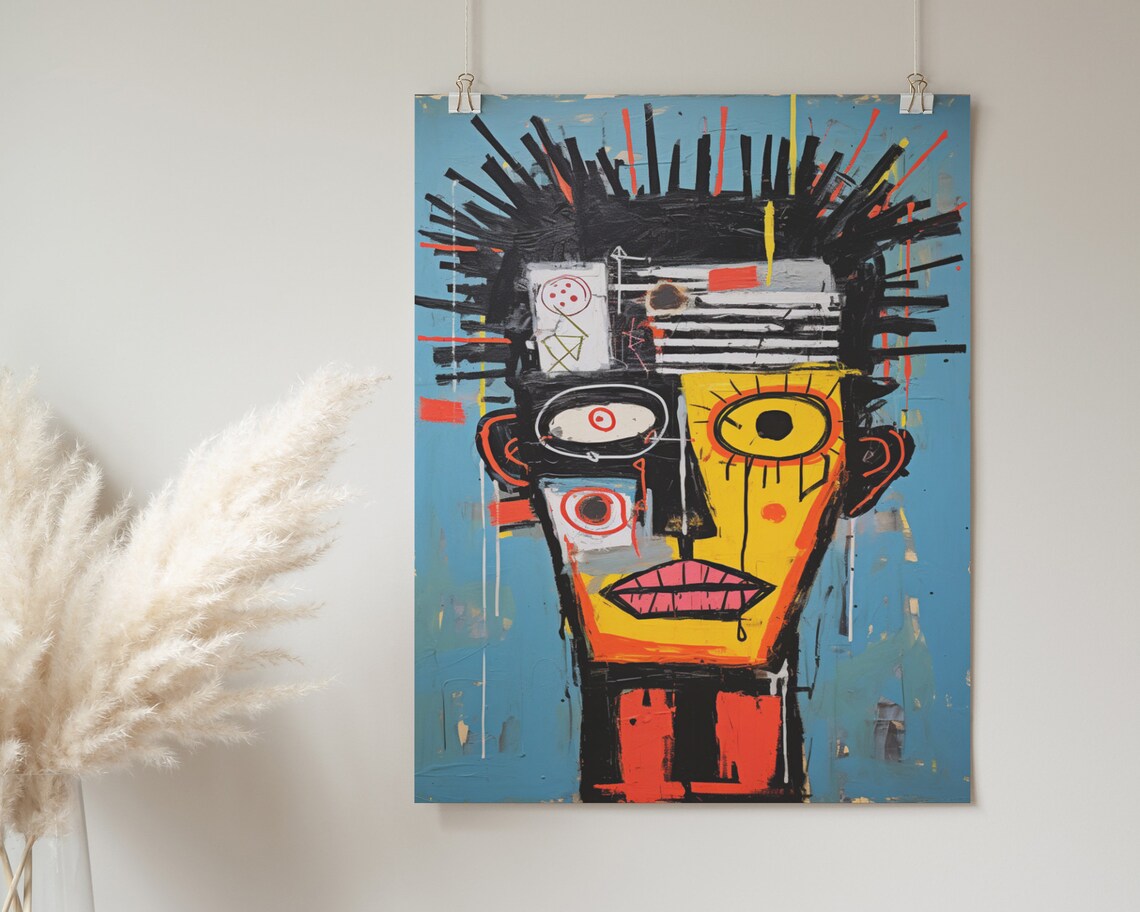 Basquiat Inspired Abstract Face Graffiti Hypebeast Street Art Poster - Image 2