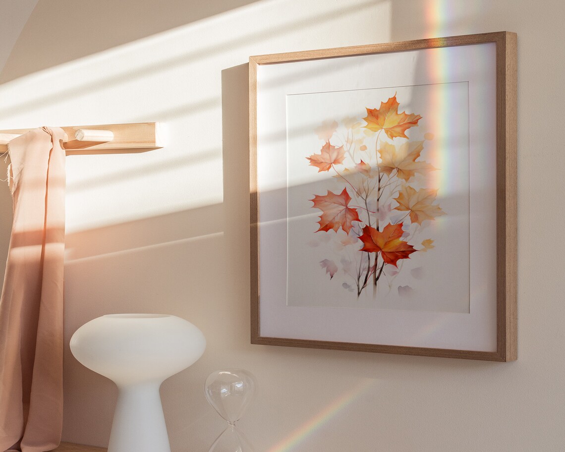 Watercolor Autumn Maple Leaves Fall Season Botanical Art Poster - Image 3
