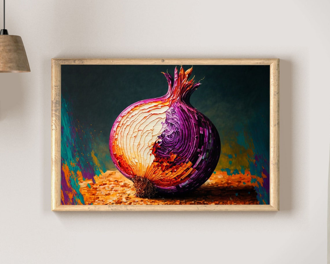 Peeled Purple Onion Showing Layers Vibrant Kitchen Art Poster - Image 2