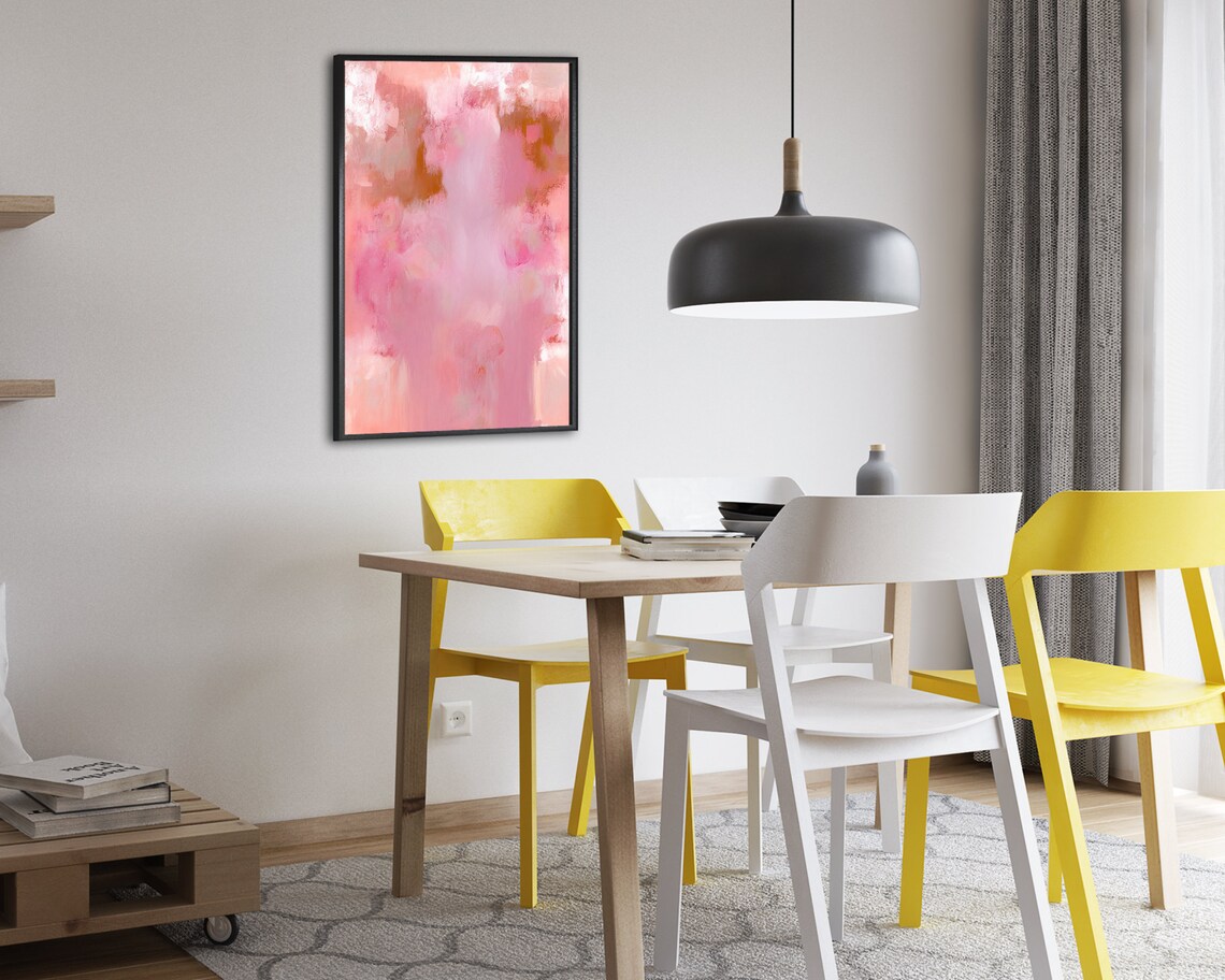 Pink Watercolor Abstract Soft Coral Blooms Dreamy Pastel Art Poster - Image 2