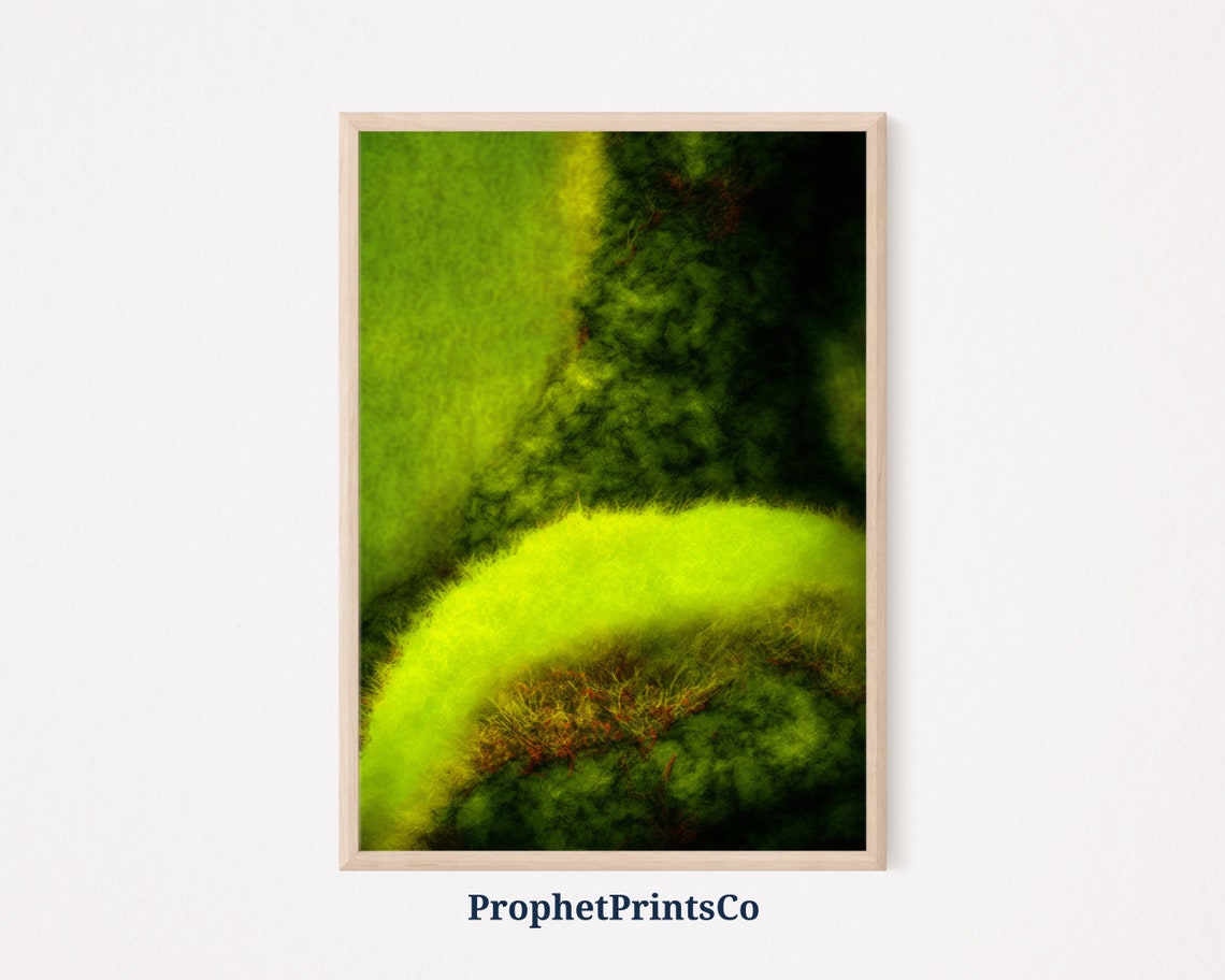 Radiant Lime Green Moss Glowing Organic Abstract Macro Art Poster