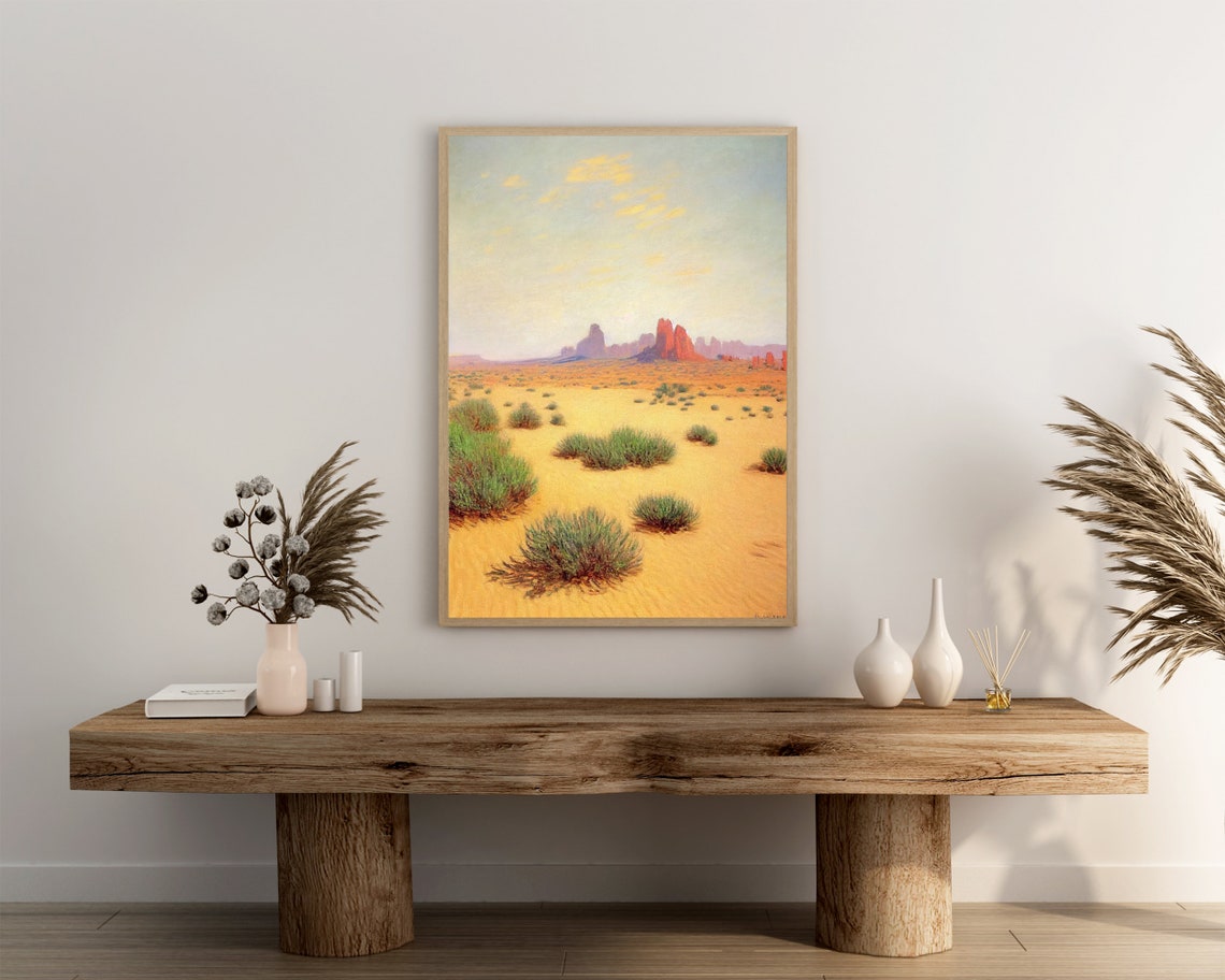 Golden Desert Valley With Red Rock Buttes and Sagebrush Poster - Image 3