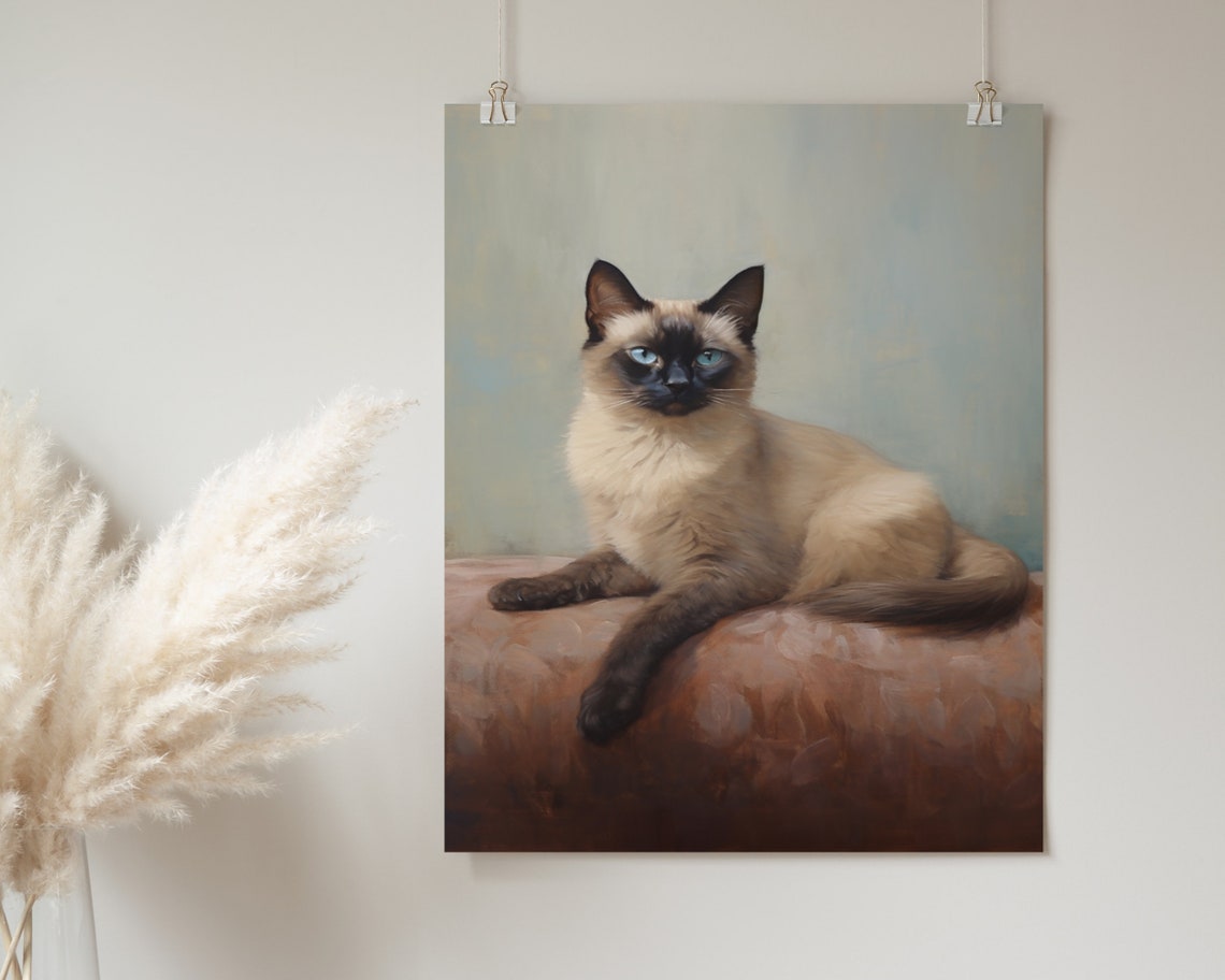 Siamese Cat Wall Art Cat Wall Decor Siamese Cat Lover Gift Cute Kitten Print Funny Cat Art Wall Art - Image 2