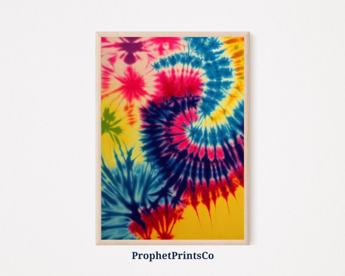 Tie Dye Spiral Abstract Bright Rainbow Color Hippie Style Poster