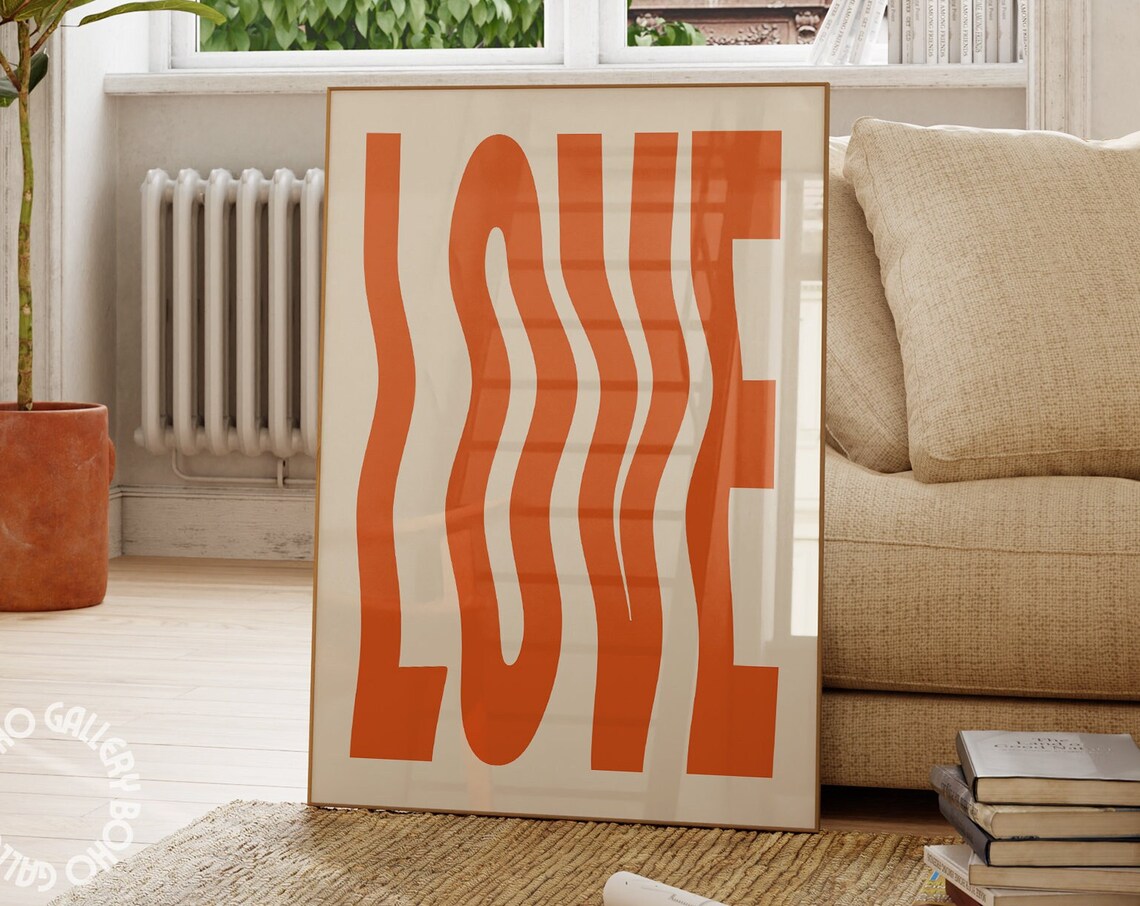 Love Print, Retro Preppy Valentine Wall Art