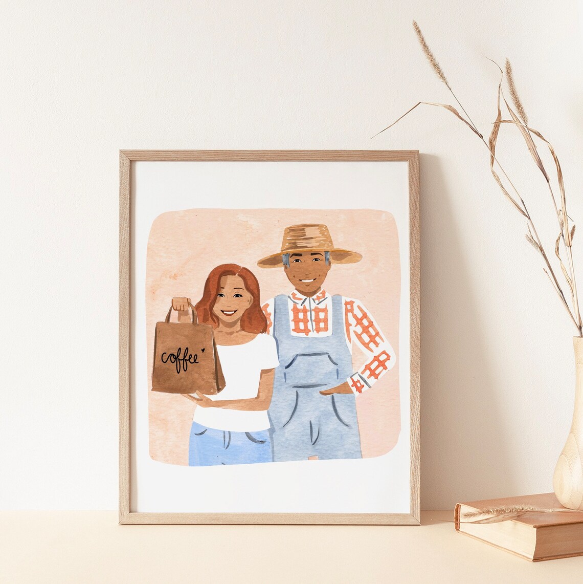 Woman With Coffee Bag Farmer Watercolor Illustration Coffee Wall Art - Image 4